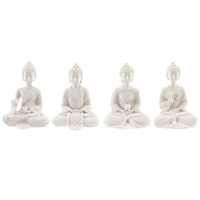 Set Of Four White Buddha